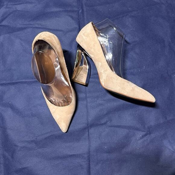 Halston women’s Venlatina light pink Suede 4” high Metallic Heel pumps 7.5 M - Picture 6 of 11